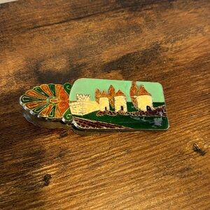 Vintage 1960’s Rare Greek Enamel Brass Clip